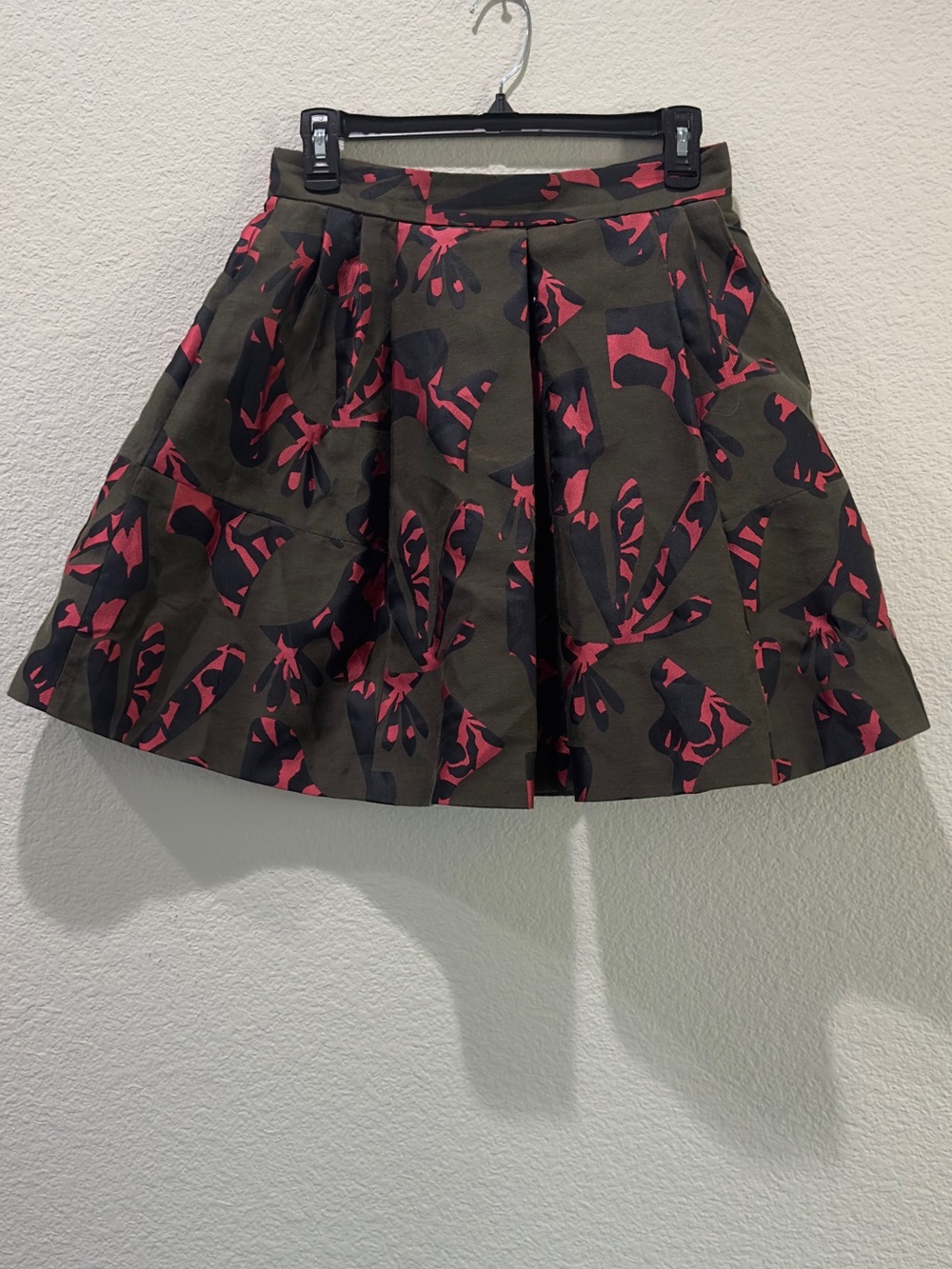 Banana Republic Olive Circle Skirt with Pink and Black Floral Print